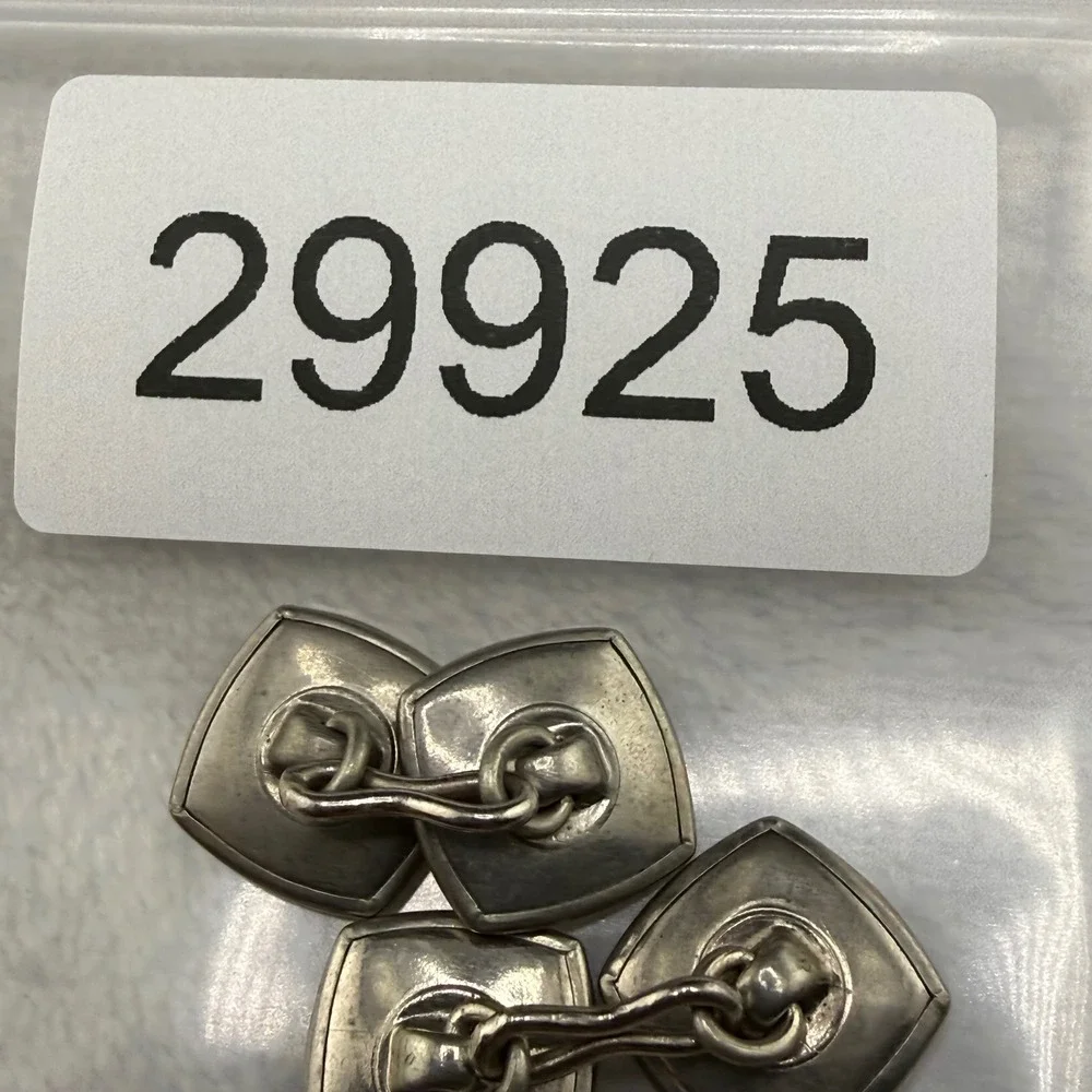 Vintage Cufflinks White Mother of Pearl Square Double Sided Silver Tone READ